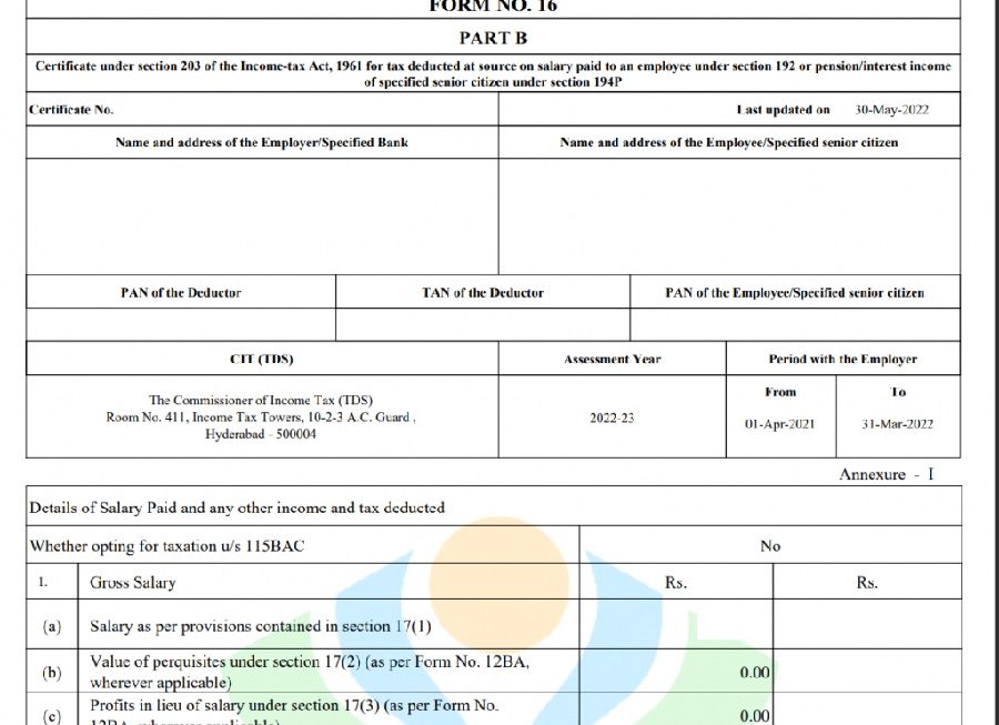 Automatic Income Tax Form 16 in Excel for the F.Y.2023-24
