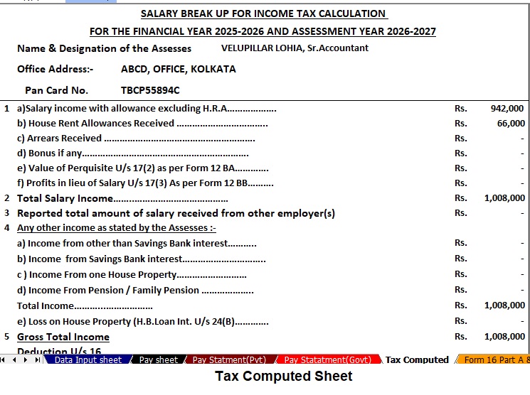 Income Tax Rebate Under Section 87A With Automatic Income Tax Preparation Excel-Based Software All-in-One for the Government and Non-Government Employees for F.Y. 2025-26